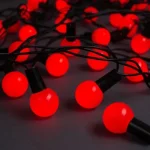 5m 28 LED Mini Top Işık Kırmızı - Fişli, Siyah Kablo