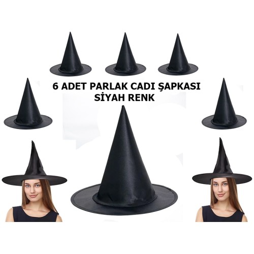 562741420352-1-500x500 Halloween Cadı Şapkası Yetişkin ve Çocuk Uyumlu 6 Adet - Görsel 1