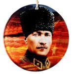 Kalpaklı Atatürk 15 Santimetre Füzyon Cam Duvar Süsü - Görsel 2