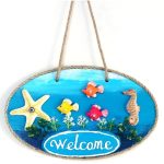 Deniz Temalı Balıklı Deniz Atlı Deniz Yıldızlı Welcome Yazılı El Yapımı Kapı Süsü - Görsel 2