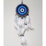 Nazar Boncuğu Desenli Dream Catcher El Yapımı Kuş Tüylü Rüya Kapanı Duvar Süsü - Görsel 3