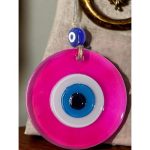 Şeffaf Pembe Nazar Boncuklu Duvar Süsü 10 Cm Cam Duvar Dekoru - Görsel 4