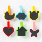 Desenli Notlu Ahşap Mandal (6'lı Set - 10 Paket)