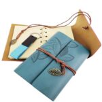Ahşap Kutulu Mavi Deri Defter ve Anahtarlık Set - Görsel 2
