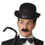 Charlie Chaplin Stil Yetişkin Şapkası – Siyah Melon Parti Şapkası - Görsel 3