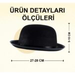Charlie Chaplin Stil Yetişkin Şapkası – Siyah Melon Parti Şapkası - Görsel 2