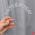 Gümüş Kristal Taşlı Happy Birthday Doğum Günü Tacı İthal Ürün A Kalite 17x16 cm - Görsel 3