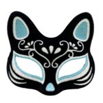 Siyah Renk Süet Kaplama Üzeri Gümüş Mavi Simli Kedi Maskesi 17x14 cm - Görsel 2