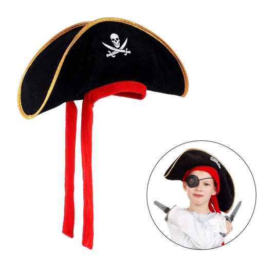 562741435615-0-500x500 Çocuk Boy Kadife Jack Sparrow Denizci Kaptan Jack Korsan Şapkası 45x16 cm - Görsel 1