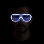 Beyaz Led Işıklı Parti Gözlüğü - Neon Glow Şerit Gözlük 3 Modlu - Görsel 4