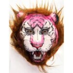 Kahverengi Saçlı Pembe Yüz Kurt Maske Kaplan Maske Mega Peluş 26 No