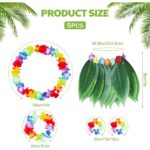 Çocuk Hawaii Kostüm Seti - Yaprak Etek & Hawaii Set - 5 Parça - Görsel 2