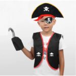 Korsan Yelek + Şapka + Kanca + Maske Çocuk Boy 4-6 Yaş