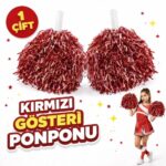 1 Çift ( 2 Adet ) Kırmızı Renk 23 Nisan 19 Mayıs 29 Ekim Okul Gösteri Ponponları
