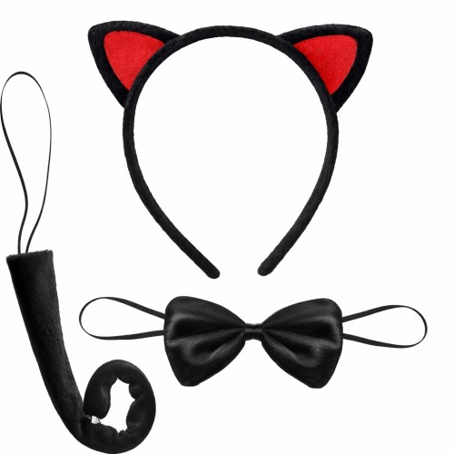 562741436788-0-500x500 Kırmızı Kulaklı Kedi Kostüm Seti – Taç Papyon Kuyruk 3 Parça - Görsel 1