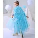 Karlar Ülkesi Elsa Frozen Mavi Pelerin – 80 cm Kar Desenli Çocuk Pelerini ( Taç Hariç ) - Görsel 4
