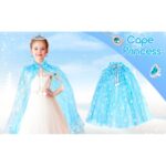 Karlar Ülkesi Elsa Frozen Mavi Pelerin – 80 cm Kar Desenli Çocuk Pelerini ( Taç Hariç ) - Görsel 2