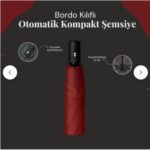Bordo Kılıflı Otomatik Kompakt Şemsiye