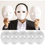 Beyaz Renk Boyanabilir Anonim Tam Yüz Cosplay Maske 24x18 cm - Görsel 3
