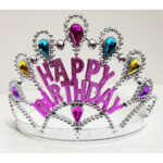 Gümüş Renk Happy Birthday Yazılı Doğum Günü Tacı 60 cm - Görsel 2