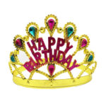 Altın Renk Happy Birthday Yazılı Doğum Günü Tacı 60 cm - Görsel 2