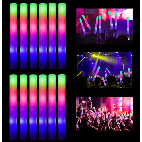 562741440255-0-500x500 Led Işıklı Rengarenk Sünger Parti Çubuk Işıklı Kauçuk Sopa 46 cm 12 Adet - Görsel 1