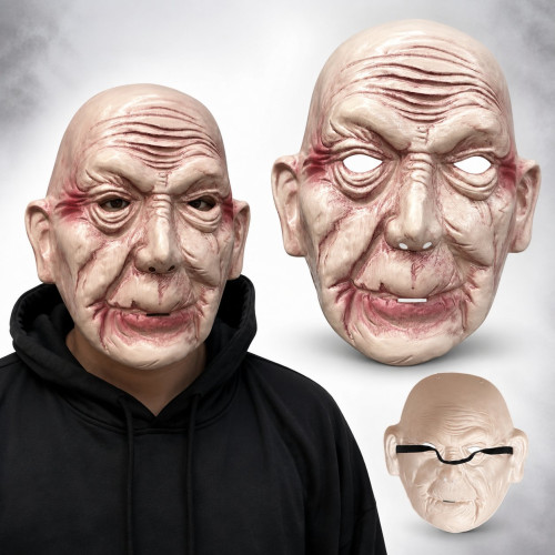 562741448664-0-500x500 Korkunç Yaşlı Adam Gerçekçi İhtiyar Maske - Görsel 1