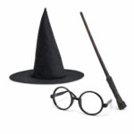 Harry Potter Tarzı Çocuk Seti (Siyah Keçe Şapka, Asa, Gözlük) - Görsel 2